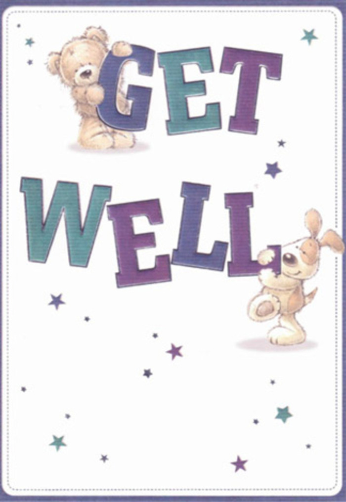 This illustrated get well card, often chosen by our Silvertown customers, celebrates gentle encouragement with delightful artistry. At the card's centre, a plump, comforting bear and a playful, floppy-eared pup bring a joyful energy, their textured fur and animated features painted to evoke a sense of touch and warmth. Playful indigo and turquoise stars float around them, reminiscent of sparkling city lights near Millennium Mills, their shapes suggesting lively wishes for health and happiness. The large, shaded letters of 'Get Well' are both bold and friendly, their purples and aquas grounding the entire design. The crisp, luminous background gives an impression of openness and clarity, like the open spaces at Barrier Park after a rain. It's easy to imagine sending a fresh bouquet with this card to a loved one convalescing on North Woolwich Road-each artistic element here is chosen to inspire hope and reassurance. The illustration's overall mood is buoyant, offering a much-needed lift to someone's day in Silvertown, while the loving detail recalls the dedicated touch of a florist from Flower Delivery Silvertown.